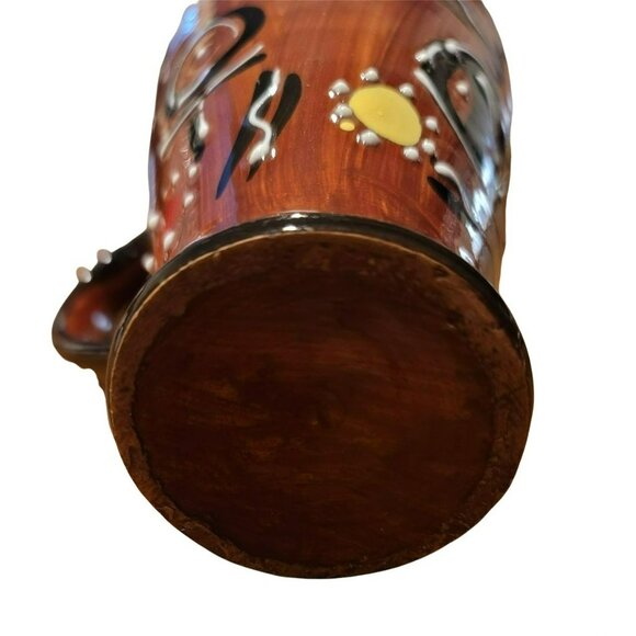 Majolica Coffee Mug Art Pottery Brown Tea Hand Painted Fish Design RB108 - Picture 6 of 6